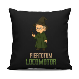 Piertotum Locomotor - Minerwa McGonagall - czarna poduszka na prezent dla fanów serii Harry Potter
