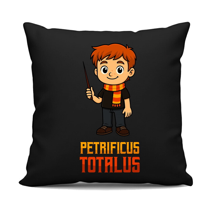 Petrificus Totalus - Ron Weasley - czarna poduszka na prezent dla fanów serii Harry Potter