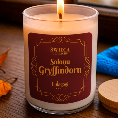 Świeca o zapachu Salonu Gryffindoru - świeczka zapachowa dla fanów serii Harry Potter