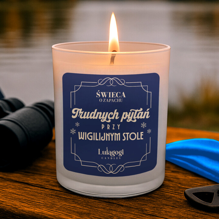Świeca o zapachu trudnych pytań przy wigilijnym stole - świąteczna świeczka zapachowa na prezent