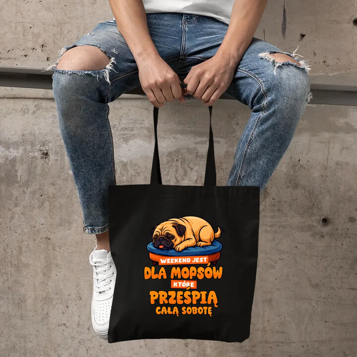 Weekend jest dla mopsów, które prześpią całą sobotę - torba na prezent