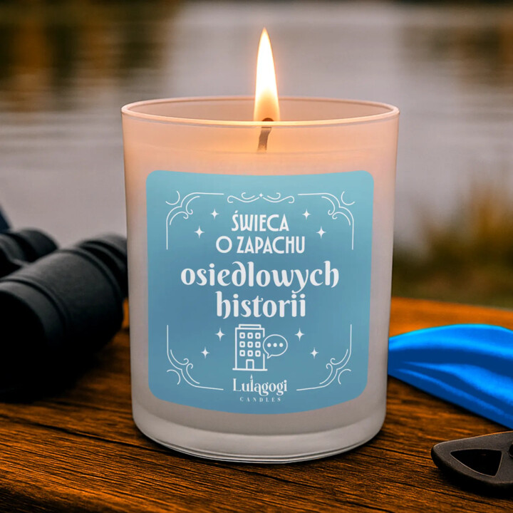 Świeca o zapachu osiedlowych historii - świeczka zapachowa na prezent dla Sąsiada
