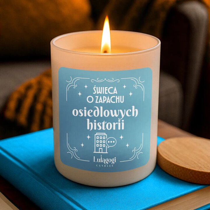 Świeca o zapachu osiedlowych historii - świeczka zapachowa na prezent dla Sąsiada