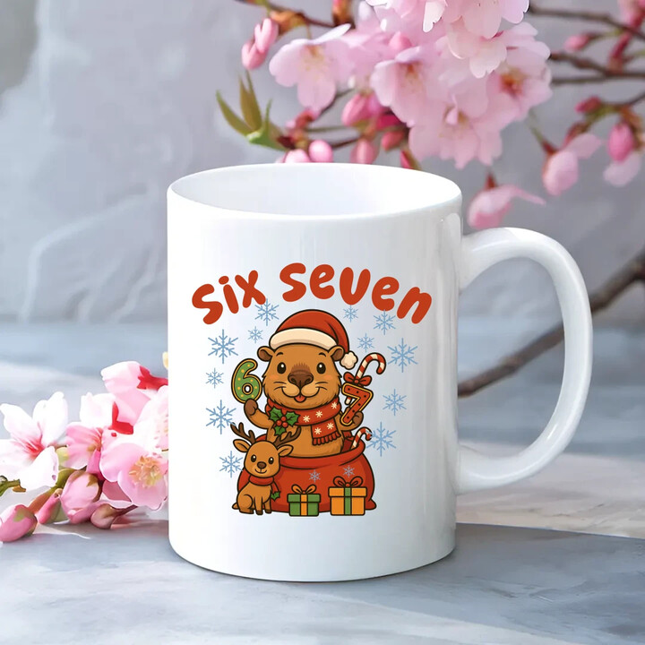 Six seven 67 - Italian Brainrot - świąteczna kapibara - kubek na prezent