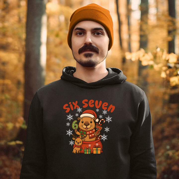 Six seven 67 - Italian Brainrot - świąteczna kapibara - męska bluza na prezent