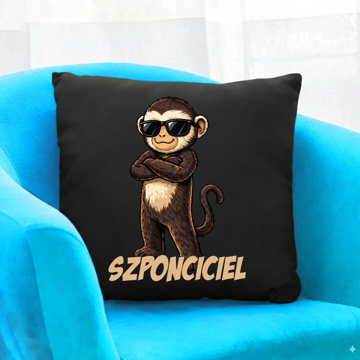 Szponciciel - czarna poduszka na prezent