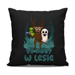 99 nocy w lesie - czarna poduszka na prezent - dla fanów gry Roblox