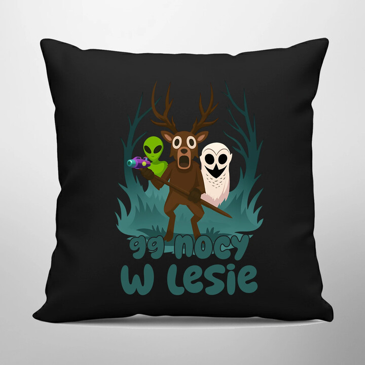 99 nocy w lesie - czarna poduszka na prezent - dla fanów gry Roblox