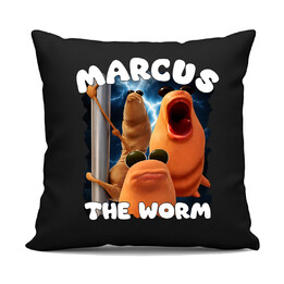 Marcus the worm - czarna poduszka na prezent