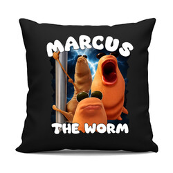 Marcus the worm - czarna poduszka na prezent