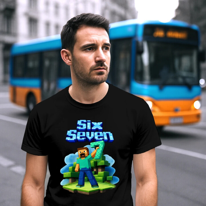 Steve 67 - Six Seven - męska koszulka na prezent - inspirowane Minecraft