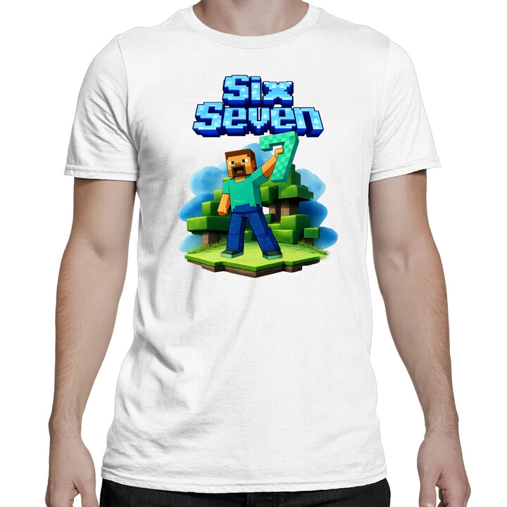 Steve 67 - Six Seven - męska koszulka na prezent - inspirowane Minecraft