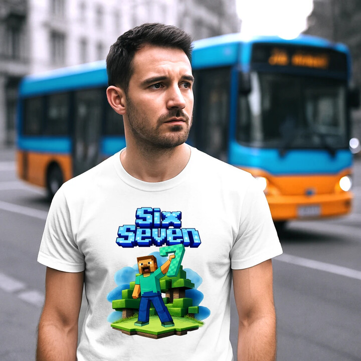 Steve 67 - Six Seven - męska koszulka na prezent - inspirowane Minecraft