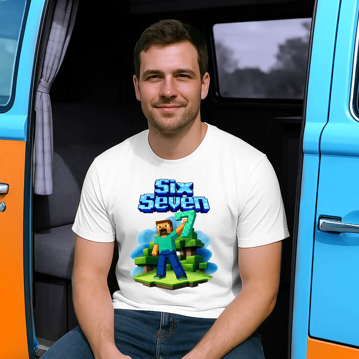 Steve 67 - Six Seven - męska koszulka na prezent - inspirowane Minecraft