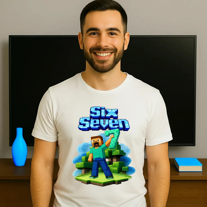 Steve 67 - Six Seven - męska koszulka na prezent - inspirowane Minecraft