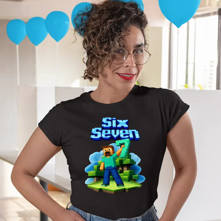 Steve 67 - Six Seven - damska koszulka na prezent - inspirowane Minecraft