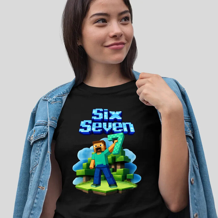 Steve 67 - Six Seven - damska koszulka na prezent - inspirowane Minecraft