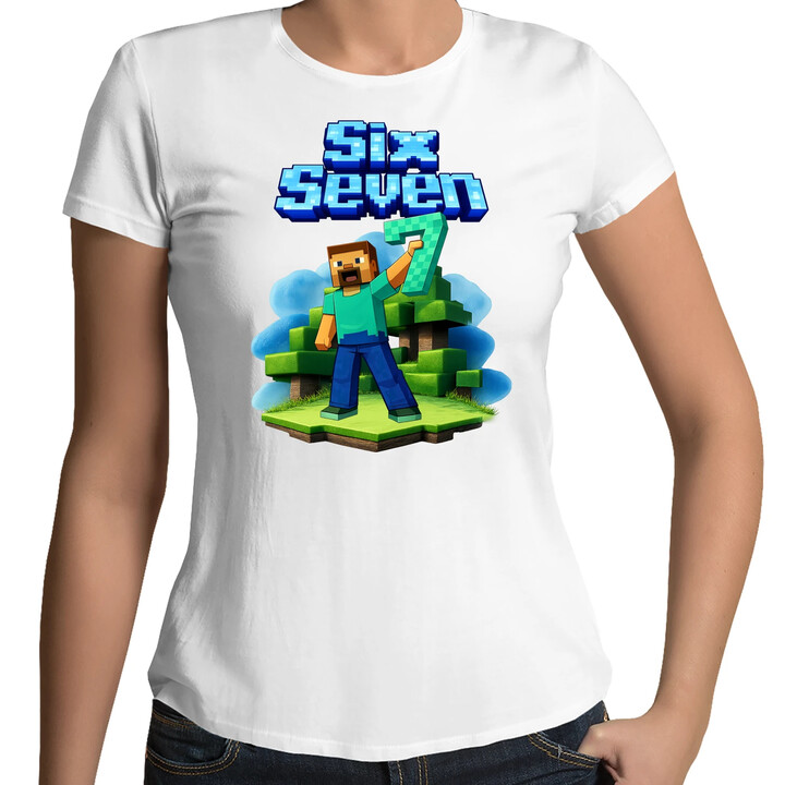 Steve 67 - Six Seven - damska koszulka na prezent - inspirowane Minecraft