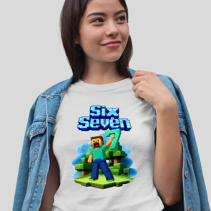 Steve 67 - Six Seven - damska koszulka na prezent - inspirowane Minecraft
