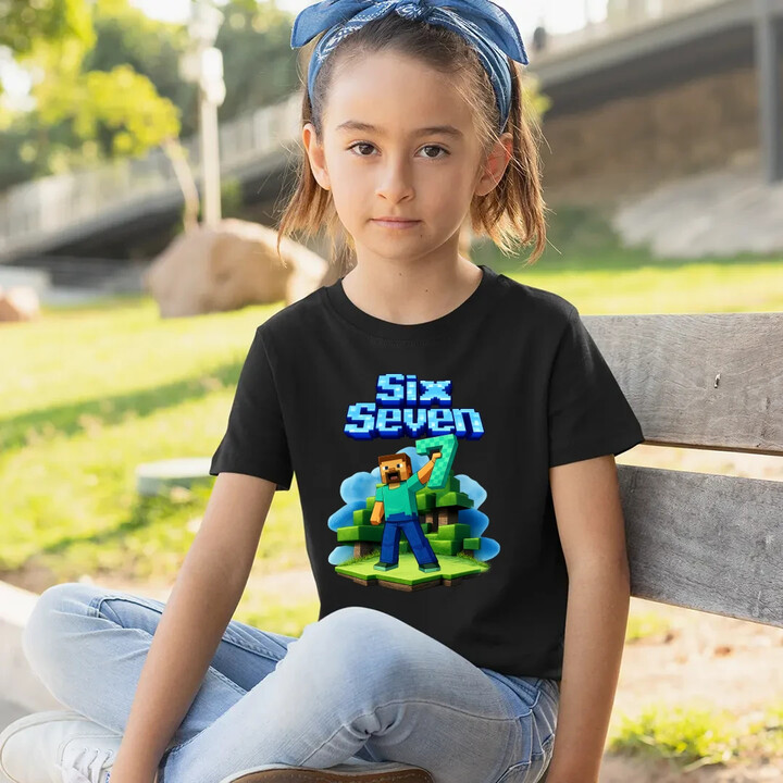 Steve 67 - Six Seven - dziecięca koszulka na prezent - inspirowane Minecraft