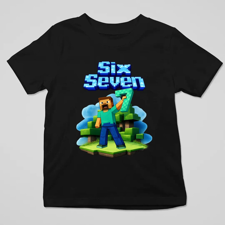 Steve 67 - Six Seven - dziecięca koszulka na prezent - inspirowane Minecraft