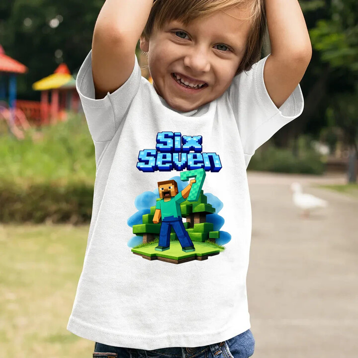 Steve 67 - Six Seven - dziecięca koszulka na prezent - inspirowane Minecraft