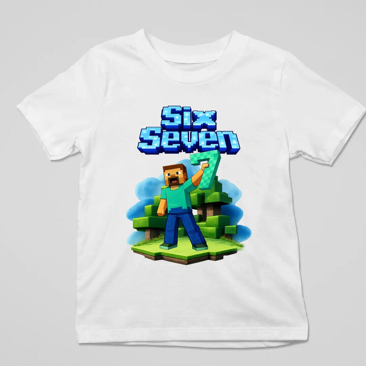 Steve 67 - Six Seven - dziecięca koszulka na prezent - inspirowane Minecraft