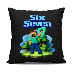 Steve 67 - Six Seven - czarna poduszka na prezent - inspirowane Minecraft
