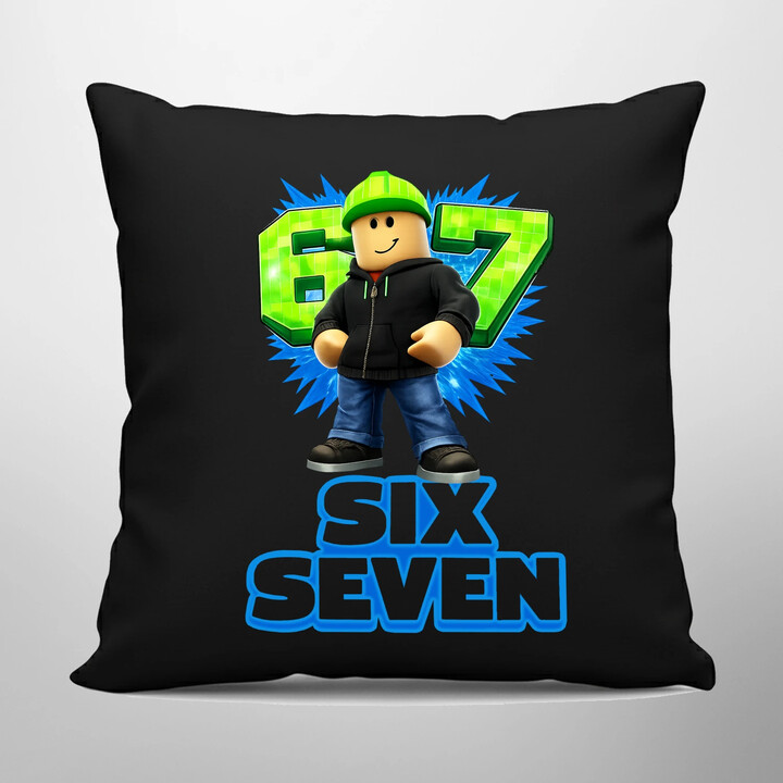 Six Seven 67 - czarna poduszka na prezent - inspirowane Roblox