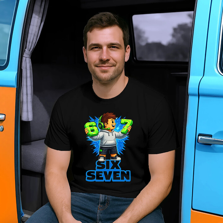 67 - Six Seven - męska koszulka na prezent - inspirowane Roblox