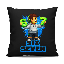 67 - Six Seven - czarna poduszka na prezent - inspirowane Roblox
