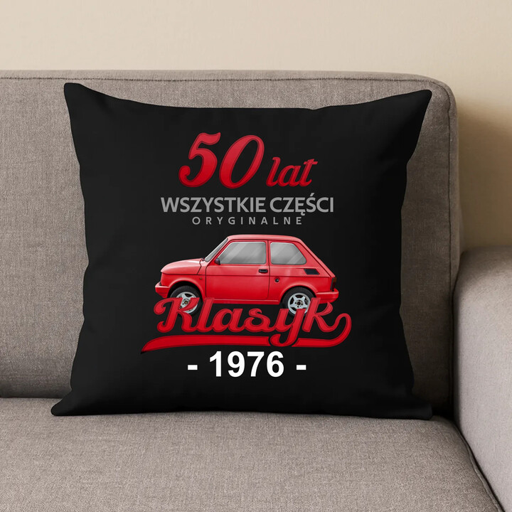50 Lat Wszystkie części oryginalne Klasyk od 1976 - czarna poduszka na prezent