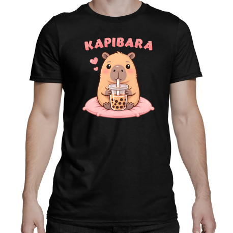 Kapibara - bubble tea - męska koszulka na prezent