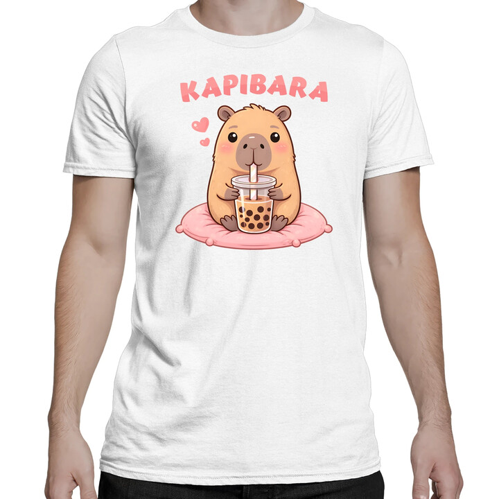 Kapibara - bubble tea - męska koszulka na prezent