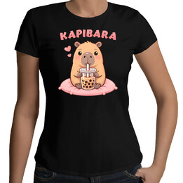 Kapibara - bubble tea - damska koszulka na prezent