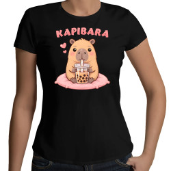 Kapibara - bubble tea - damska koszulka na prezent