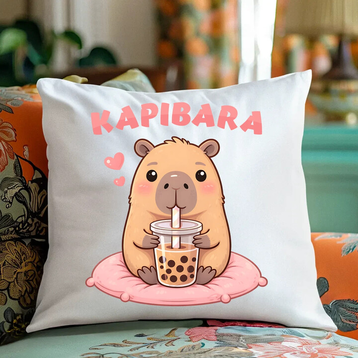 Kapibara - bubble tea - poduszka na prezent