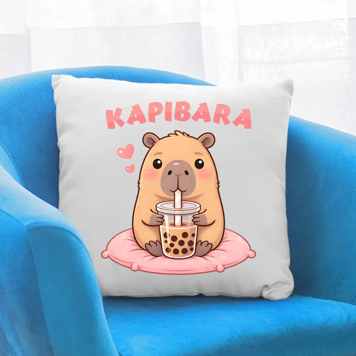 Kapibara - bubble tea - poduszka na prezent