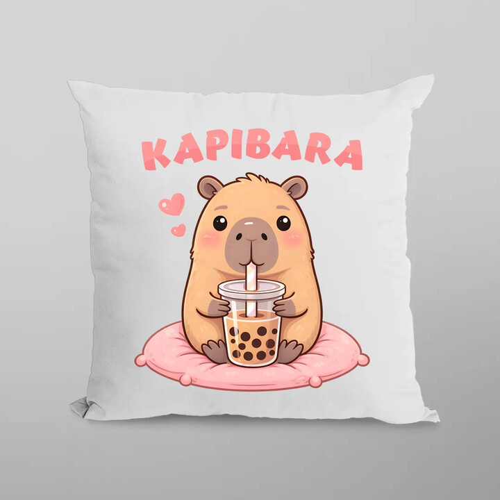 Kapibara - bubble tea - poduszka na prezent