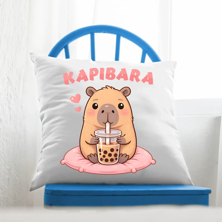 Kapibara - bubble tea - poduszka na prezent