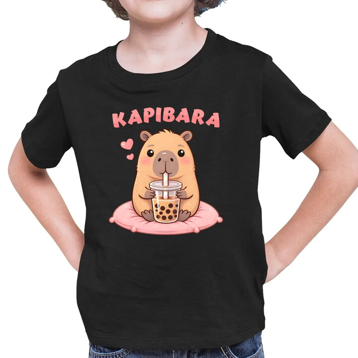 Kapibara - bubble tea - dziecięca koszulka na prezent
