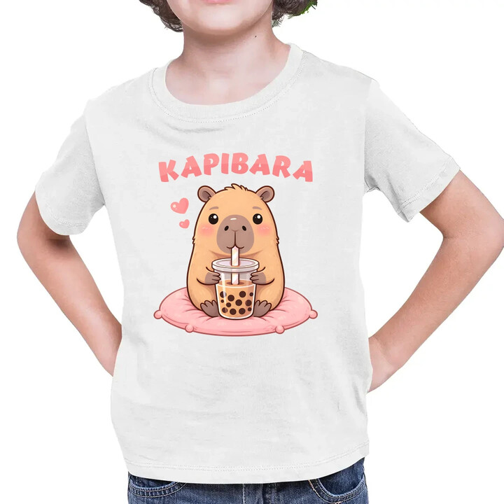 Kapibara - bubble tea - dziecięca koszulka na prezent