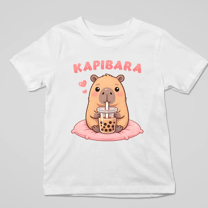 Kapibara - bubble tea - dziecięca koszulka na prezent