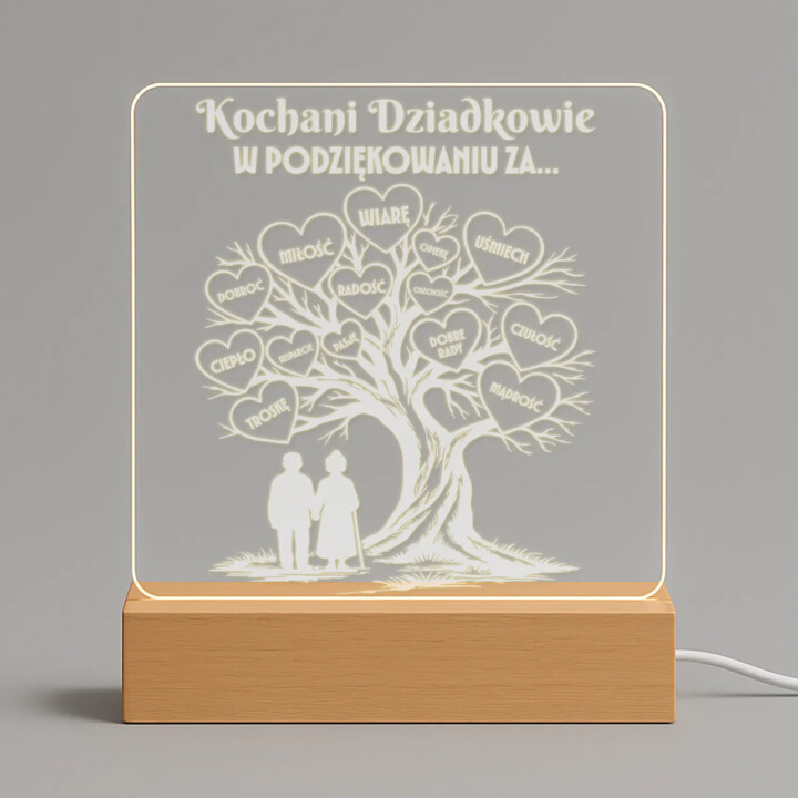 Kochani dziadkowie - w podziękowania za... - Lampka led z grawerem