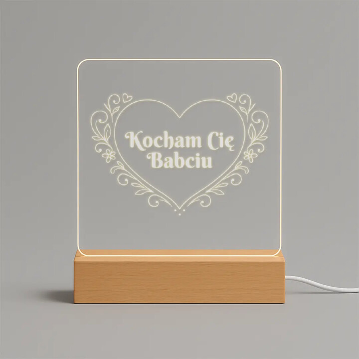 Kocham Cię Babciu - lampka led z grawerem