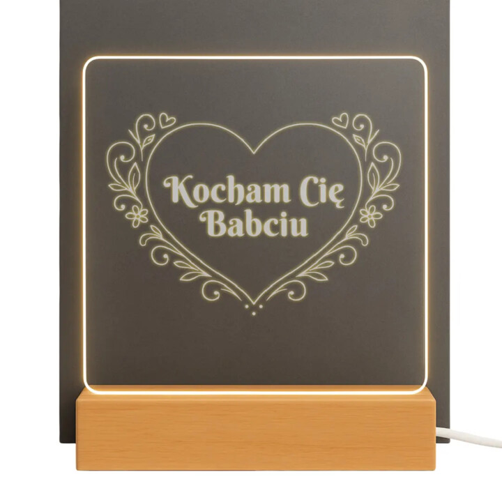 Kocham Cię Babciu - lampka led z grawerem
