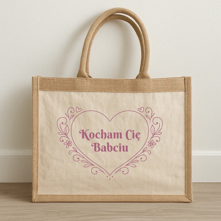 Kocham Cię Babciu - Torba z juty na prezent