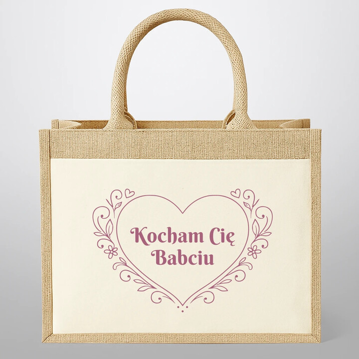 Kocham Cię Babciu - Torba z juty na prezent