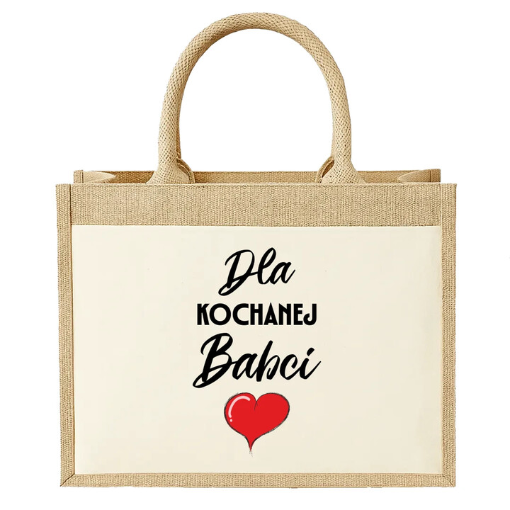 Dla kochanej babci - Torba z juty na prezent