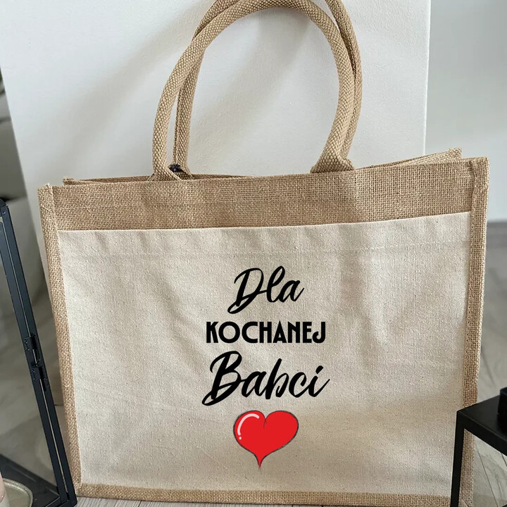 Dla kochanej babci - Torba z juty na prezent